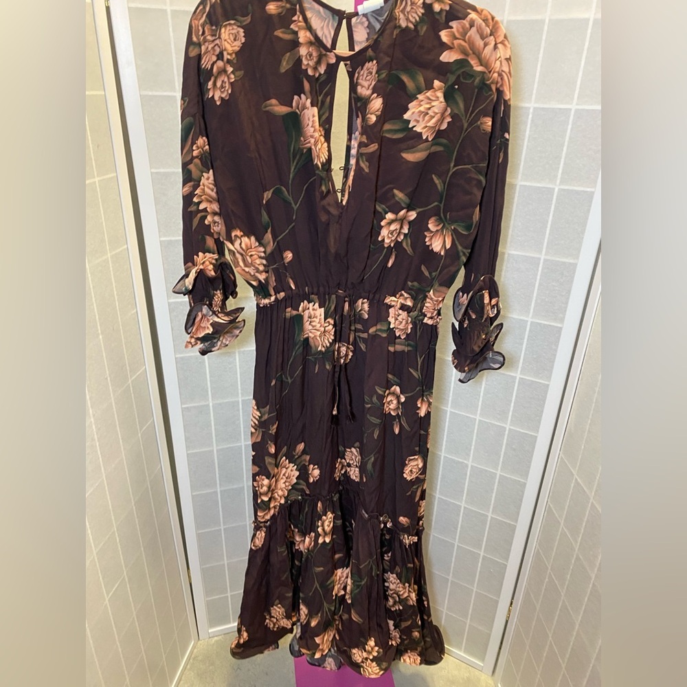 NWT Johanna Ortiz x H&M Pink Floral Long Sleeve Dress - Picture 8 of 11